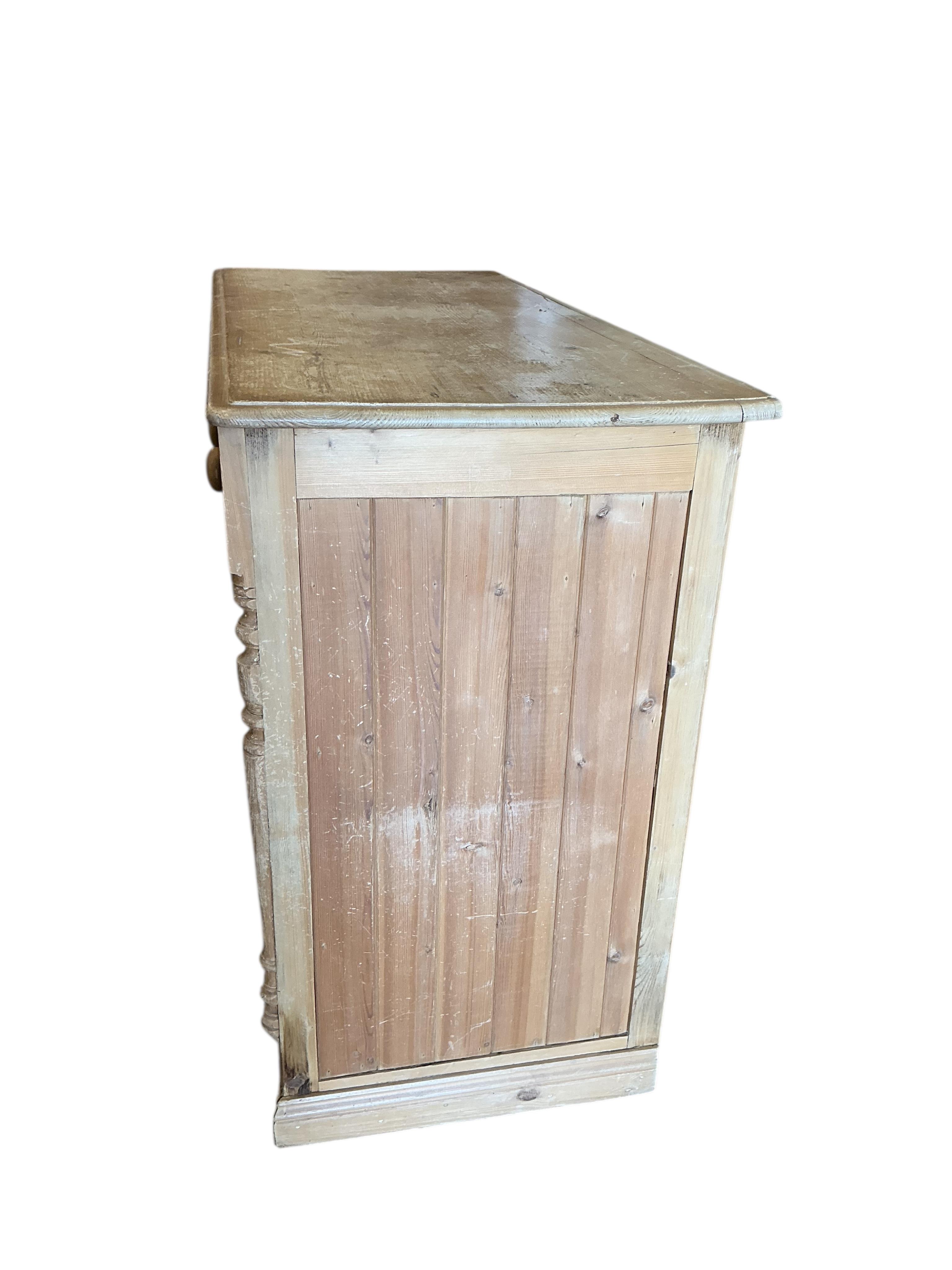 A Victorian pine sideboard, width 130cm, depth 56cm, height 96cm